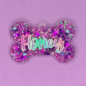 Sparkle glitter acrylic pet ID tags, personalized pet tag, glitter pet tag, custom pet tag, personalized glitter pet tag, pet ID tag