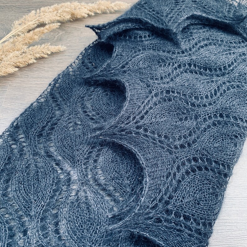 Black mohair and silk lace handknit shawl, warm and soft, gothic shawl, mohair silk lace wrap, black yarn hand knit shawl image 6