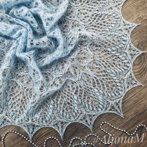 Hand Knit Kid Silk Lace Shawl: Estonian Nupps Bridal Wrap