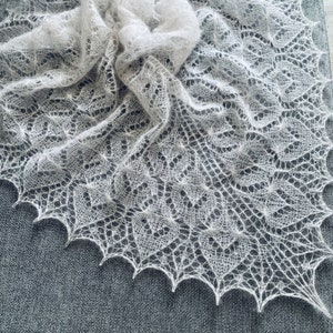Hand Knit Lace Shawl: Kid Mohair Bridal Wedding Shawl