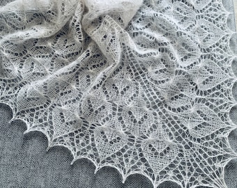 Handstickad spetssjal: Kid Mohair brudsjal