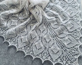 Schöne handgestrickte Spitzenschal, Hochzeit Luxus Kindersilk Spitze Brautschal, estnische Spitzenschal stricken, Strickschal