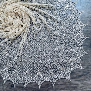Summer linen silk flax lace shawl. Wedding boho wrap. Hand knitted ivory shawl, Linen silk hand knitted wrap