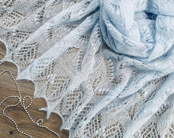 Beautiful hand knit lace shawl, wedding luxury kidsilk lace bridal shawl, knitting Estonian Lace shawl, knit shawl with nupps pattern