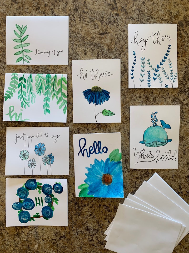 Hand Painted Greeting Cards Etsy
