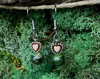 Moss Agate Heart Earrings: Jewelry for Nature Lovers | Boho Jewelry | Hippie Jewelry | Handcrafted Design