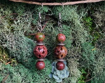 Red Soapstone Star Earrings: Jewelry for Nature Lovers | Boho Jewelry | Hippie Jewelry | Soapstone Earrings | Handcrafted Design