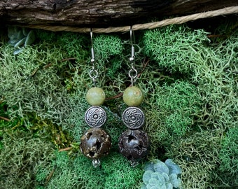 Brown & Green Soapstone Star Earrings: Jewelry for Nature Lovers | Boho Jewelry | Hippie Jewelry | Soapstone Earrings | Handcrafted Design