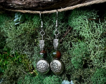 Owl Lotus Earrings: Jewelry for Nature Lovers | Boho Jewelry | Hippie Jewelry | Handcrafted Naturalist Design