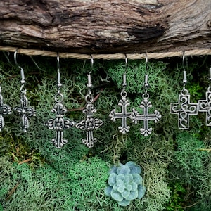 Cross Charm Dangle Earrings: Cross Earrings | Spiritual Earrings | Boho Jewelry | Hippie Jewelry | Handmade