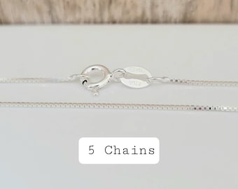 5 Pcs Box Chain 08 ~ Solid  .925 Sterling Silver Chain ~ Jewelry Supplies Canada