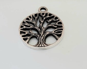 925 Sterling Silver Large Family Tree Pendant  ~ Jewelry Charms and Pendants ~ Jewelry Supplies ~ Findings Canada