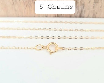 5 Pcs ~ Flat Cable 14K Gold Filled Chain ~ Jewelry Supply and Findings Canada