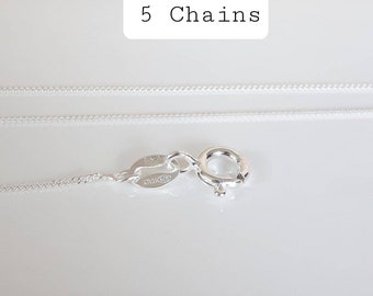 5 Pcs ~ Curb 1 mm Dainty Solid .925 Sterling Silver Chain ~ Fine Sterling Silver Chain ~ Layering Chain ~ Jewelry Supplies Canada