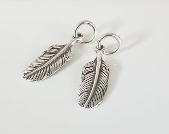 2 Pcs ~ 925 Sterling Silver Feather Charm ~ Sterling Silver Findings ~ Jewelry Findings Canada