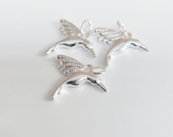 925 Sterling Silver Hummingbird Charm ~ Jewelry Charms ~ Jewelry Supplies ~ Findings Canada
