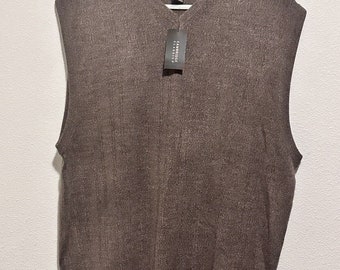 VINTAGE NEW W TAGS Cambridge Classics lined brown pewter sweater vest mens large