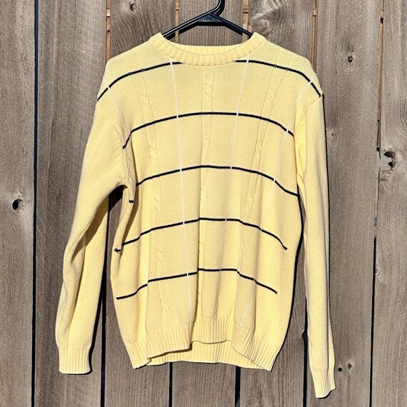 VINTAGE 1990's Bill Blass yellow crew neck cable … - image 1