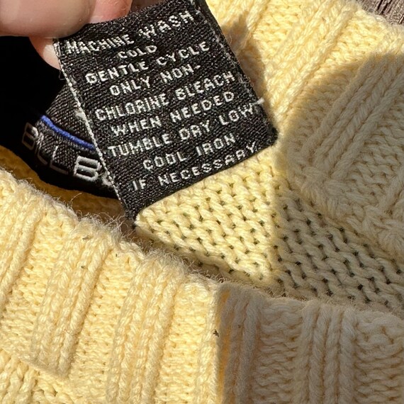 VINTAGE 1990's Bill Blass yellow crew neck cable … - image 7