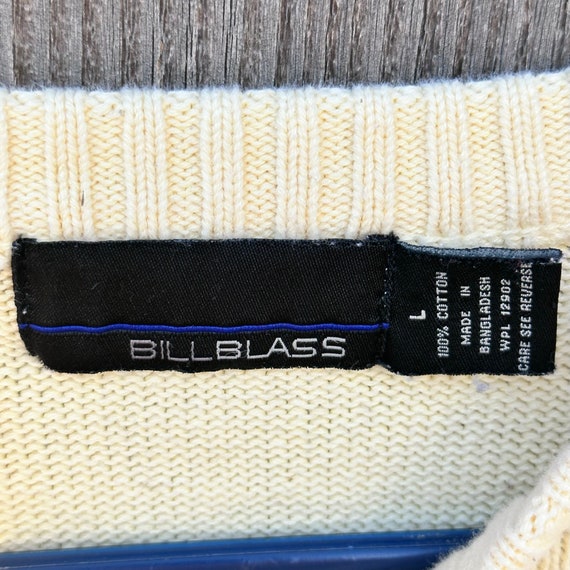 VINTAGE 1990's Bill Blass yellow crew neck cable … - image 5