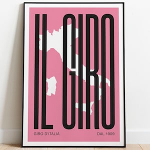 Giro d&#39;Italia Print. Colourful modernist print of Italy&#39;s vintage bike race.