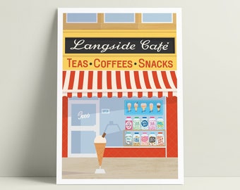 Langside Café, Glasgow. Illustration of the much loved cafe and ice cream parlour in the Southside.