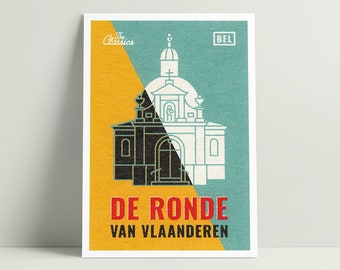 Cycling Art Print, TOUR OF FLANDERS. Giclée poster of 'De Ronde Van Vlaanderen' classic bike race in Belgium.