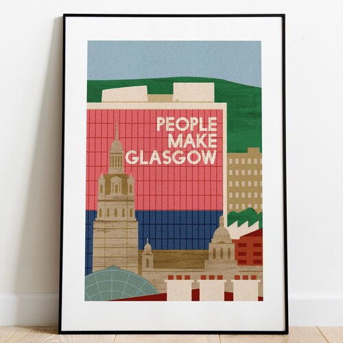 People Make Glasgow. Mid Century Style Illustration Giclee Art Etsy UK
