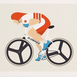 Cycling Print of Graeme Obree. Hour Record Holder and Scottish Cycling Legend.
