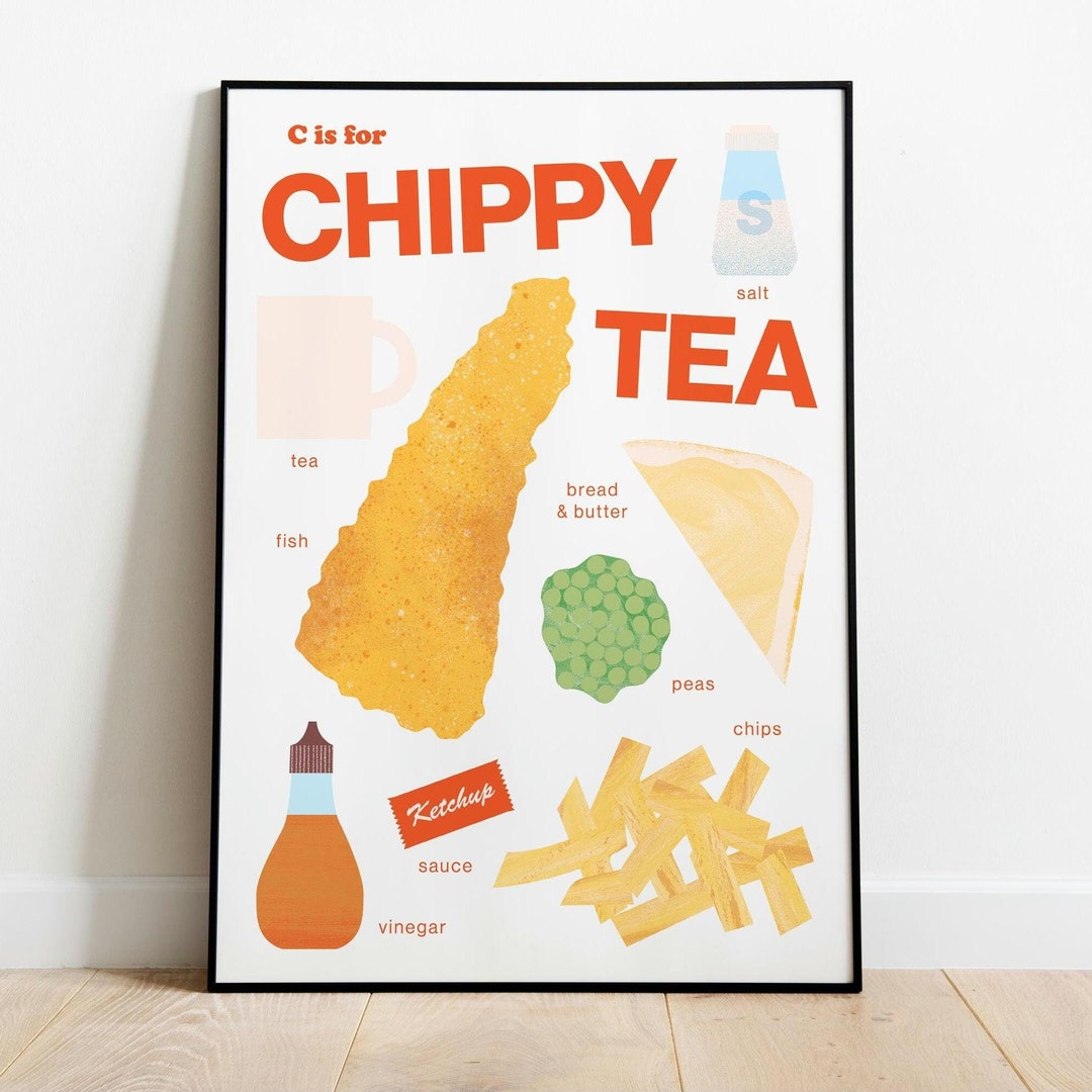 Chippy Tea Print, Fish and Chips Kitchen Art - Etsy