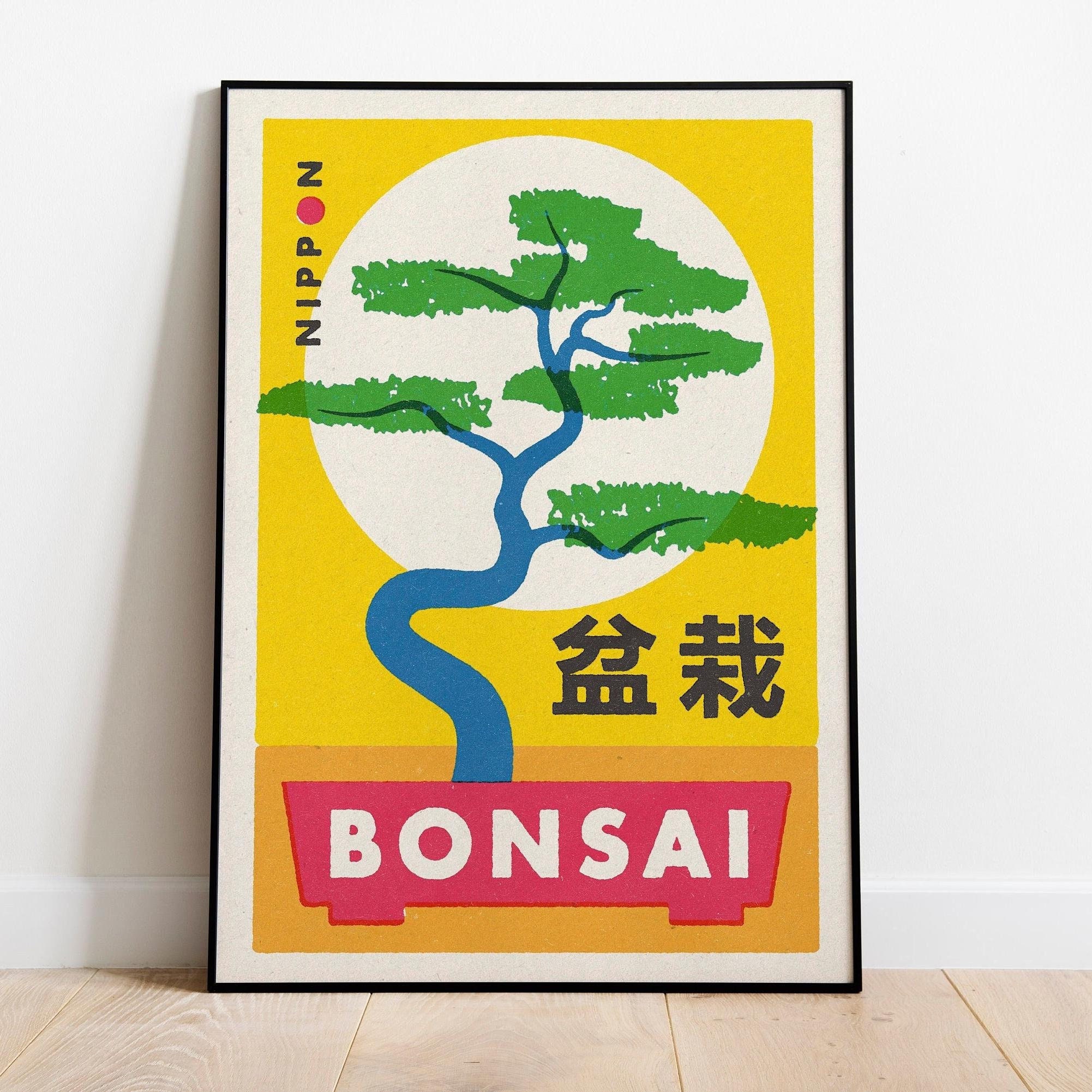 Japanese Bonsai Tree Print. Matchbox Label Style Art. - Etsy