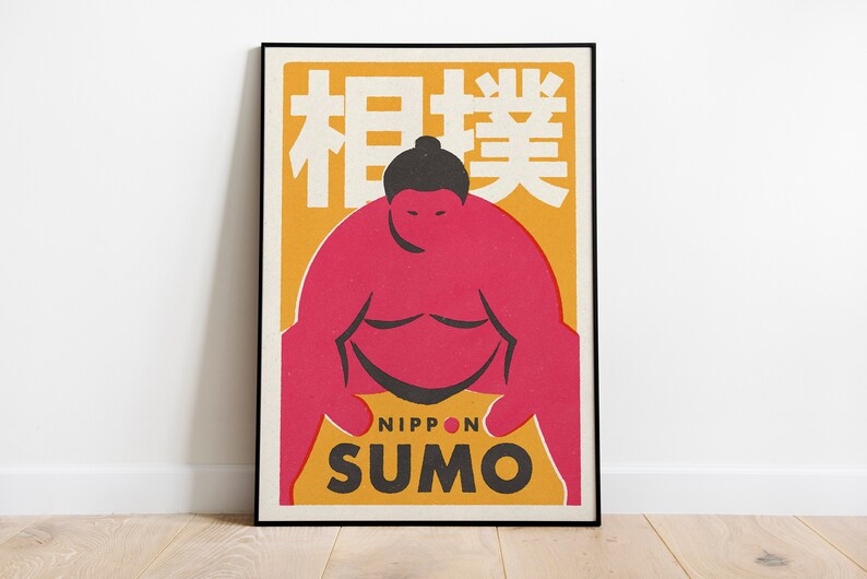 Japanese Sumo Matchbox Label Style Art Print. Japan Wrestling - Etsy