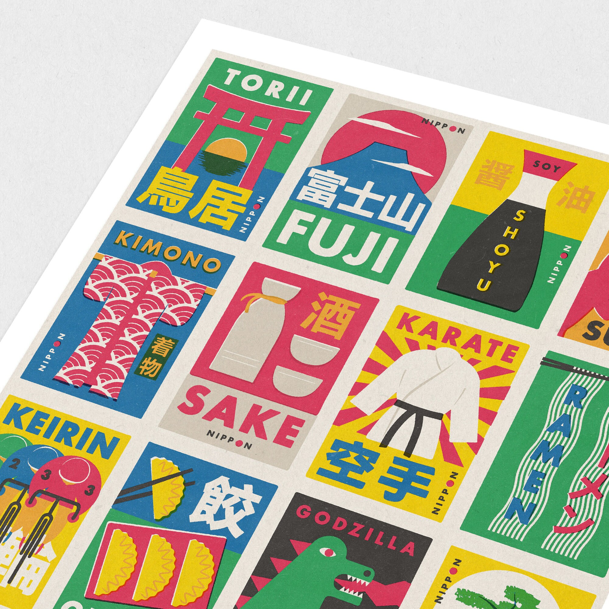 Japanese Matchbox Label Illustration Print Poster Of Famous Etsy