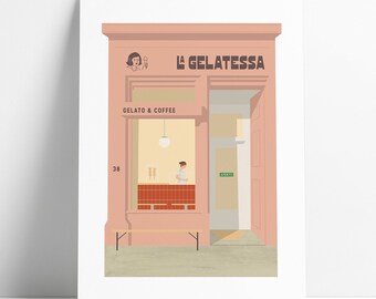 La Gelatessa. Illustration of Glasgow's best gelato ice cream shop.