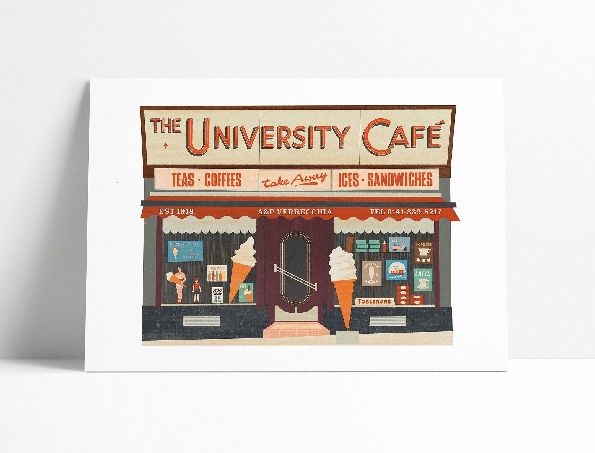 University Cafe Glasgow Print: Byres Road Illustration