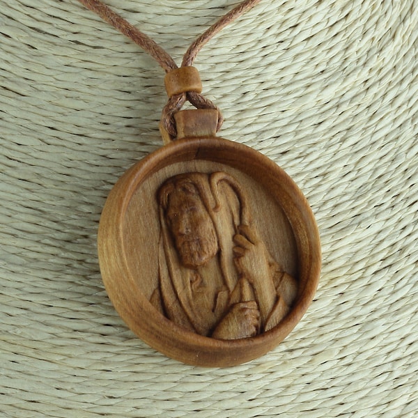 The Good Shepherd necklace Jesus necklace Christ necklace Wood necklace
