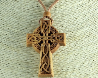 Celtic cross Celtic necklace Wood necklace