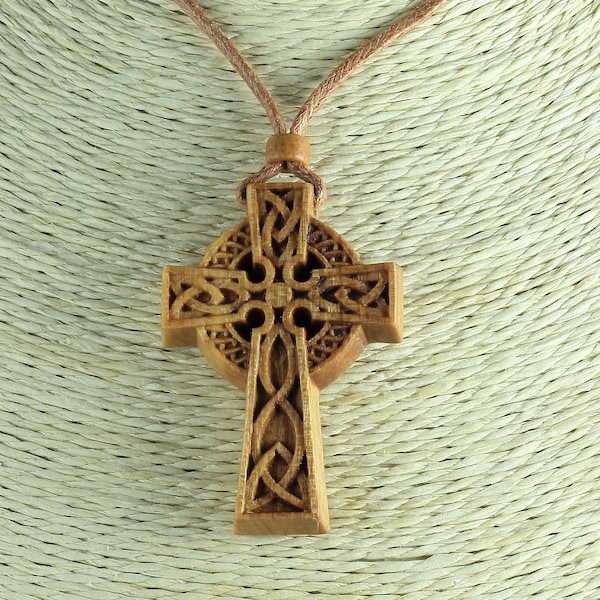 Celtic cross Celtic necklace Irish cross necklace Wood necklace
