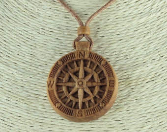 Compass necklace Compass pendant Compass rose necklace Graduation gift Graduation necklace Wood necklace