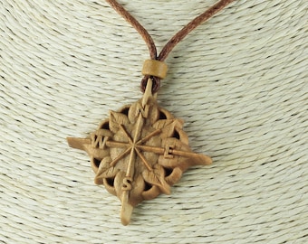 Compass necklace Compass pendant Compass rose necklace Graduation gift Graduation necklace Wood necklace
