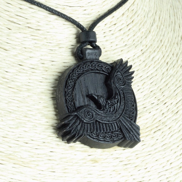Raven necklace Raven pendant Raven pendant necklace Celtic raven Celtic necklace Wood necklace Crow necklace Made of bog oak