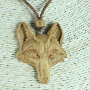 Fox necklace Fox pendant Wood necklace