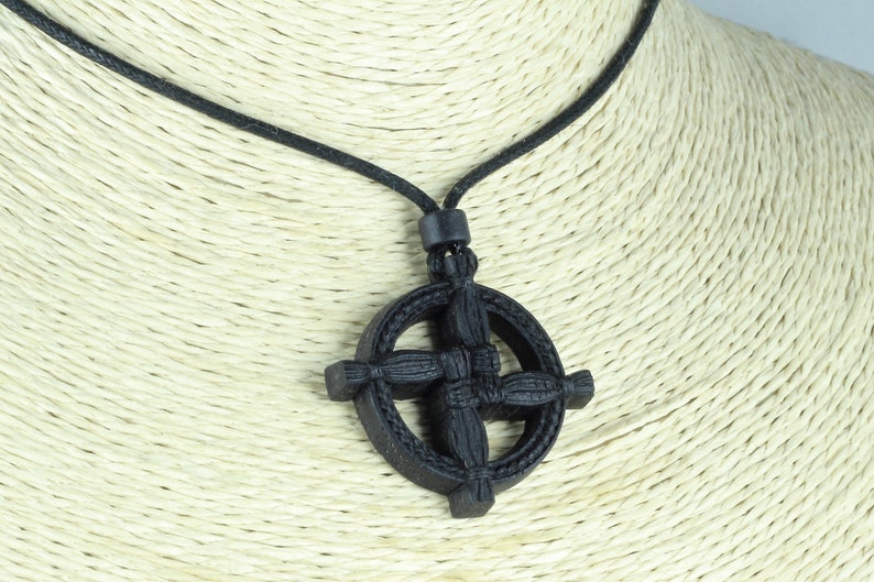 Brigid cross St Brigids cross Bridgids cross St brigid cross necklace Celtic necklace Made of bog oak image 4