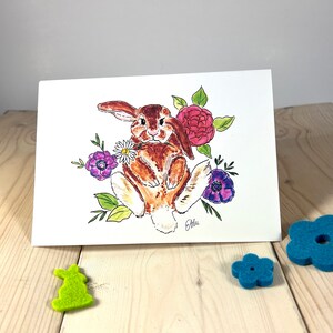 Carte de joyeux anniversaire lapin, carte lapin, carte pour maman, carte lapin
