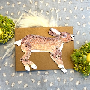 Carte de Pâques mécanique lapin, carte d'anniversaire de lapin, carte de lapin, lapin qui court