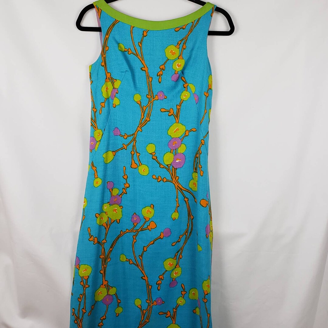 Lanz Original 60's/70's Vibrant Linen Maxi Dress - Etsy