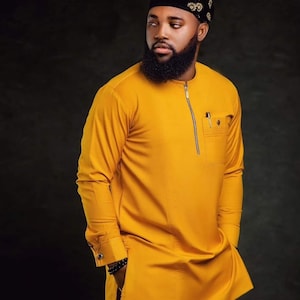 Bolu African men suit/Senator wear/African clothing/African men clothing/African men shirt /dashiki/Kaftan/prom/groom suit