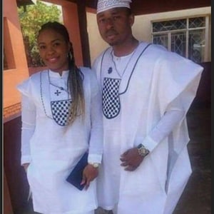 Dele African couple&#39;s agbada wear, couple&#39;s wedding outfit, couple&#39;s matching suit, couples matching wear, Couples outfit