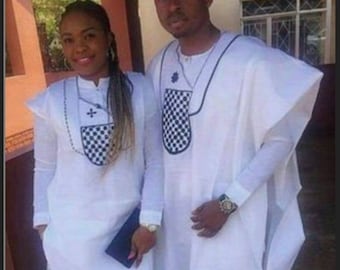 Abito da coppia in Agbada africano fatto a mano: abito da sposa coordinato