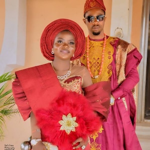 Handmade African Couples Outfit: Traditional Wedding Clothing